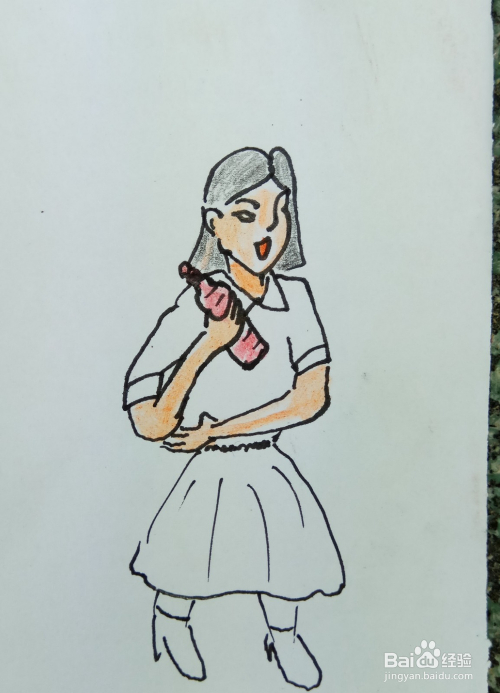 怎样画简笔画开心女孩?