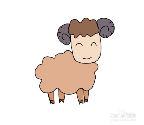 怎么画儿童彩色简笔画卡通动物小羊?