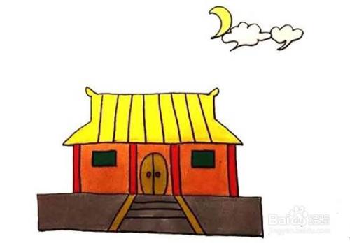 寺庙的儿童卡通简笔画教程