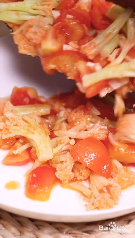如何制作番茄炒花菜#校园分享