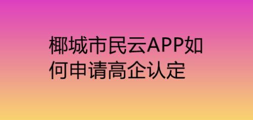 椰城市民云app如何申请高企认定