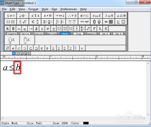mathtype怎么快速输入小于等于号