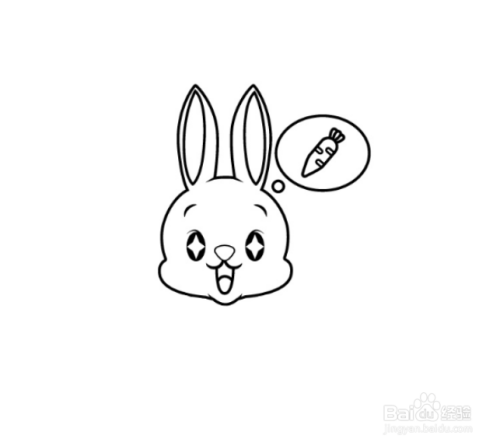 如何手工画想吃红萝卜的兔子简笔画?