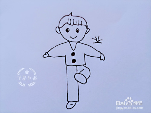 儿童简笔画 如何画一个踢毽子的男孩