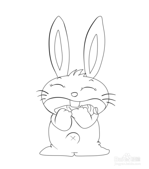 简笔画--q版大口吃胡萝卜的兔子