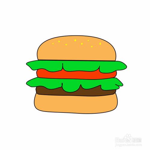 汉堡包的简笔画怎么画?