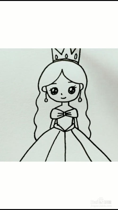 手工/爱好 > 书画/音乐 6 最后画出小公主的长发和皇冠,如下图所示.