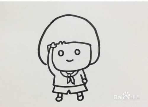 怎么画小学生敬礼简笔画