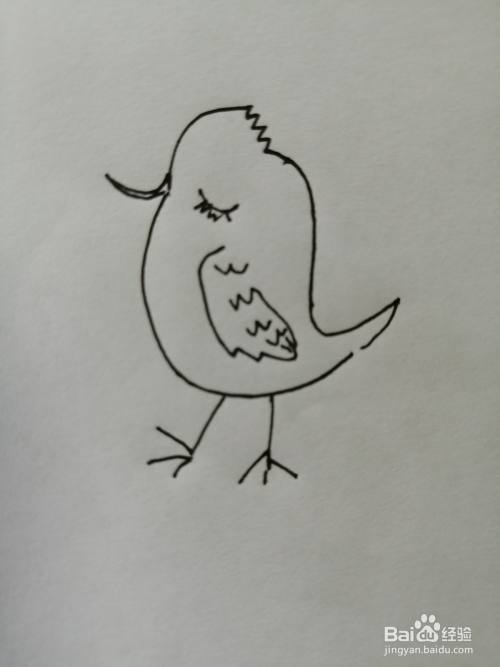 第七步,最后把可爱的小鸟的另外一只小脚画出来.