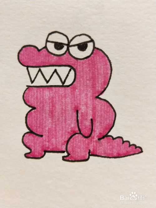 怎样画简笔画——粉色的小鳄鱼