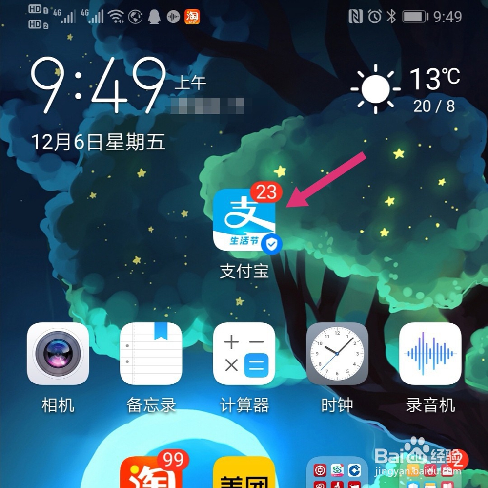 支付宝蚂蚁森林环保证书怎么挂在树上面