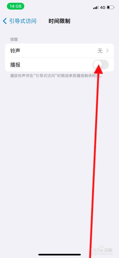 苹果系统引导式在哪打开时限剩余时间播报？