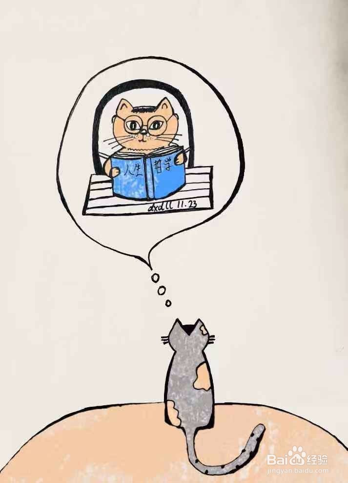 茉莉蜡笔手绘之喵星人的想法