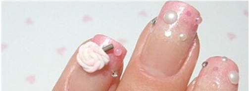 白玫瑰雕花美甲