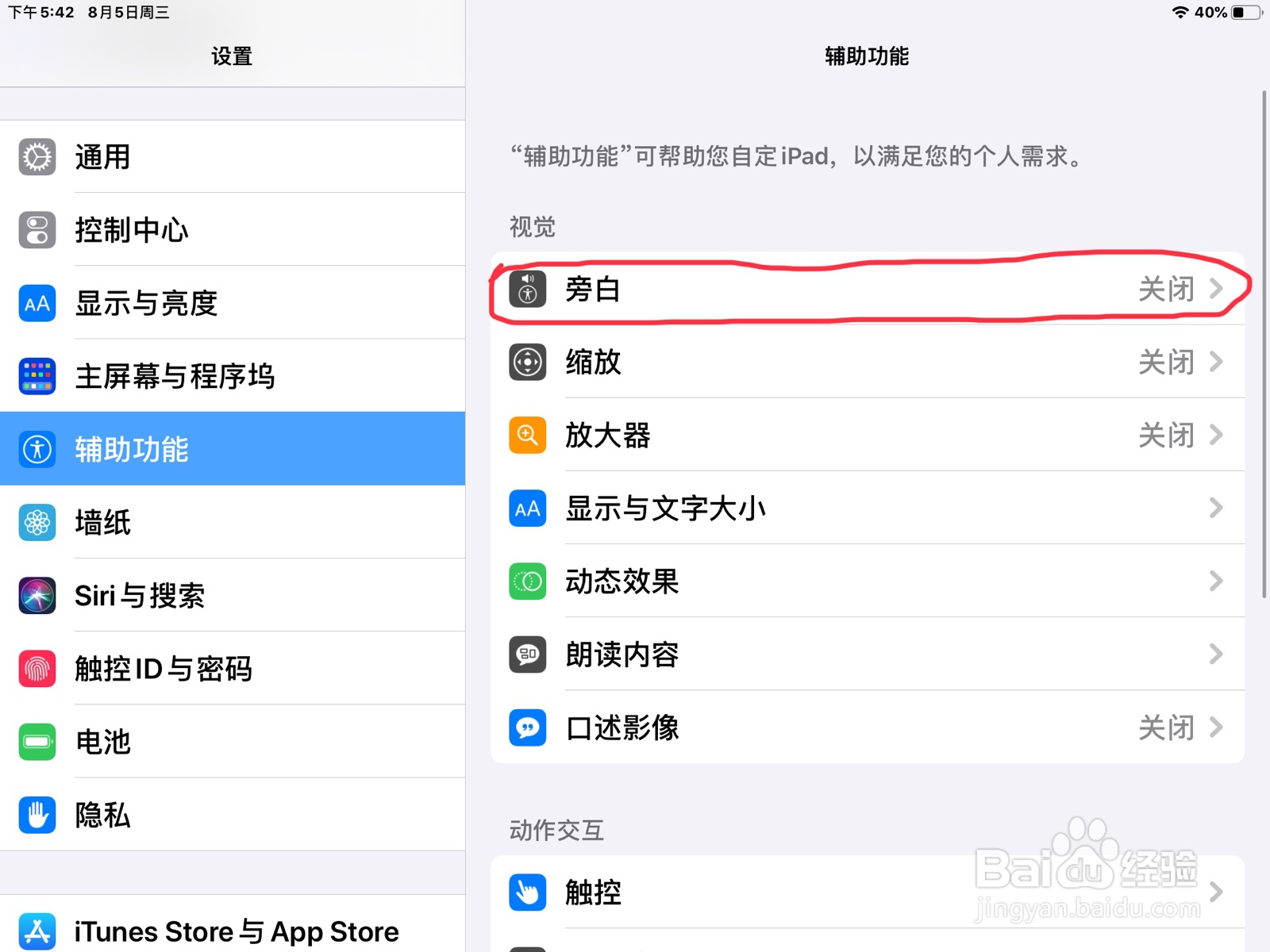 iPad怎么在旁白设置已聚焦在项目的预览