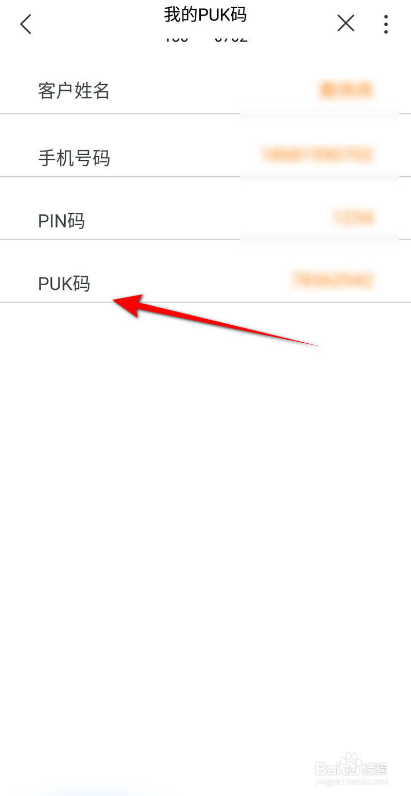 中国联通软件怎么查看我的PUK码