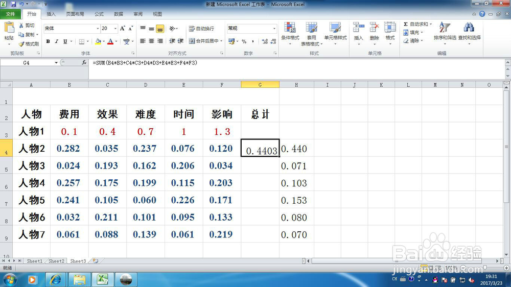 office 2010 表格计算