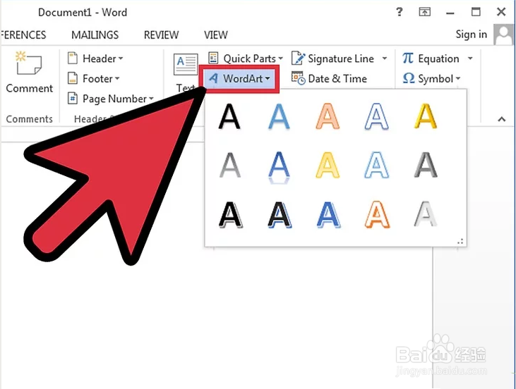如何在英文版Word里为文字添加弯曲效果(教程图)