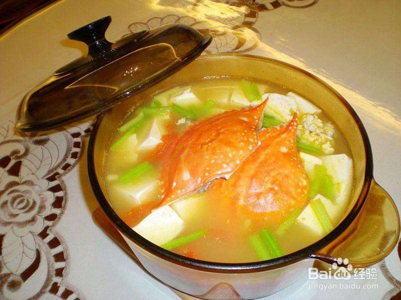 白蟹豆腐煲的做法