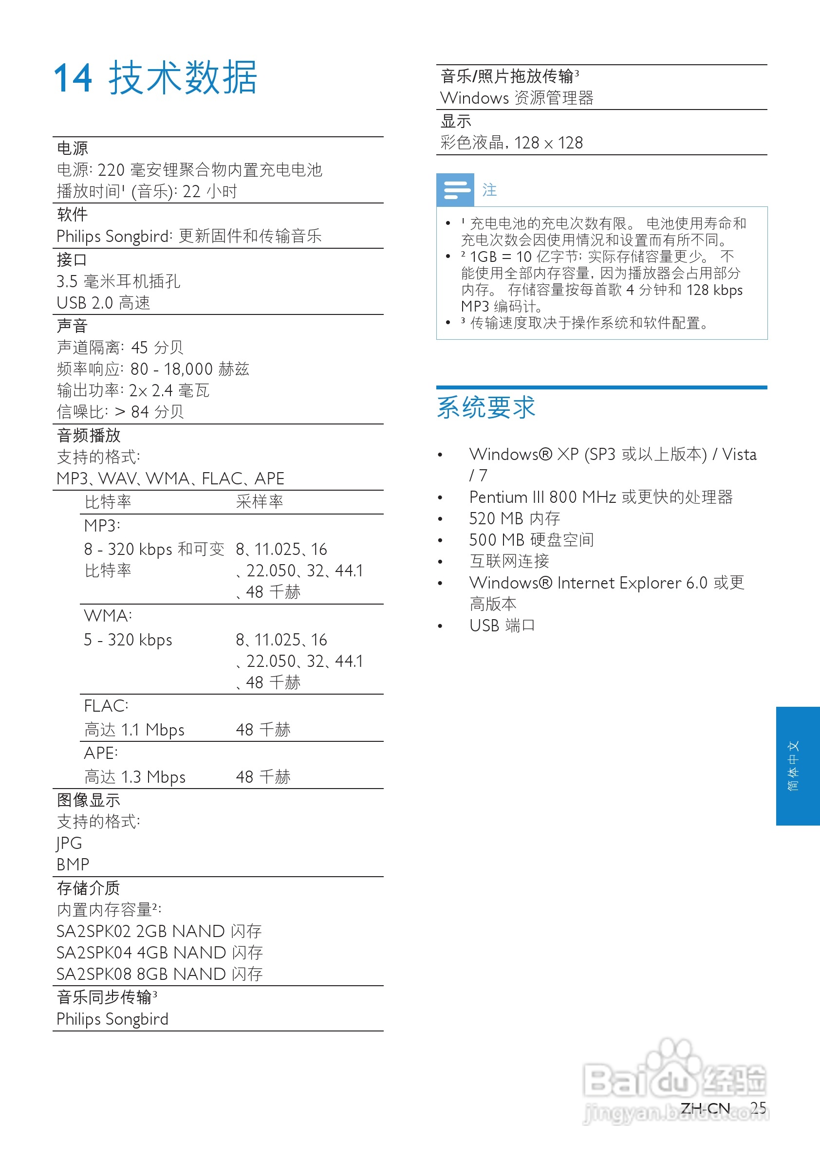 飞利浦SA2SPK02 MP3播放器使用说明书:[3]
