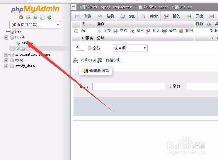 phpmyadmin如何创建数据库