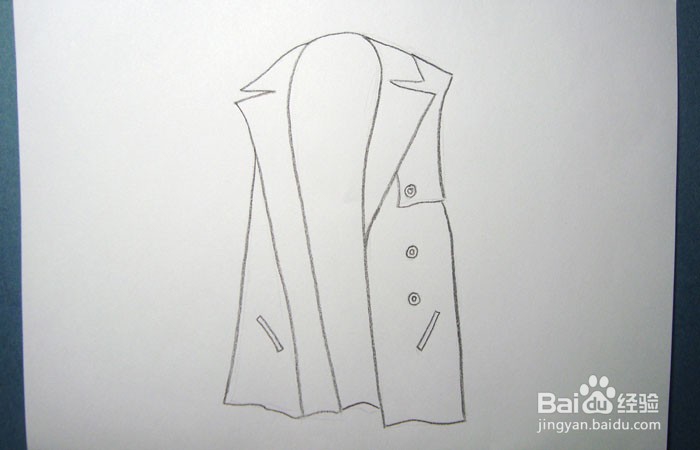彩铅如何画无袖V领风衣
