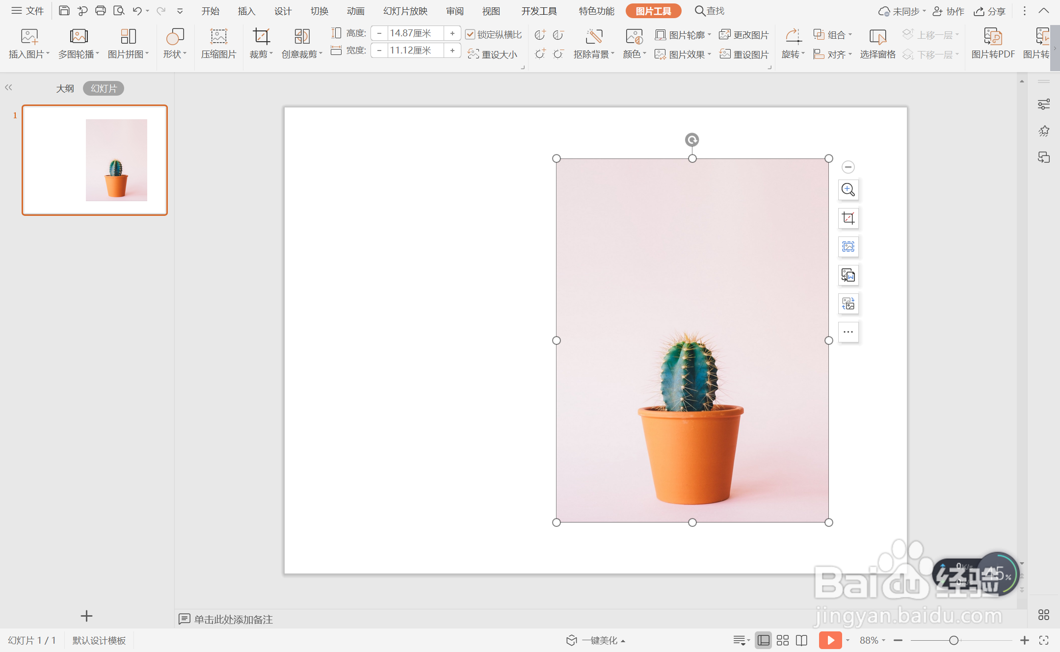 wps演示中如何进行高级简约风单张图片排版