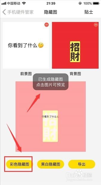 上传之后在页面下方有个 黑白隐藏图跟彩色隐藏图,可以选择其中一个