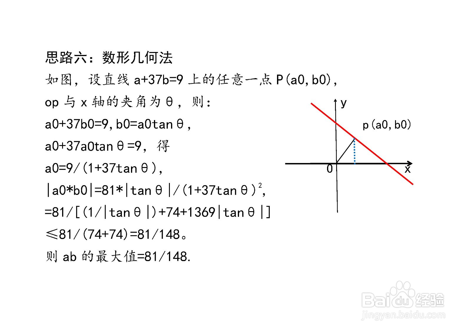 计算ab在条件a+37b=9时最大值的主要过程和步骤