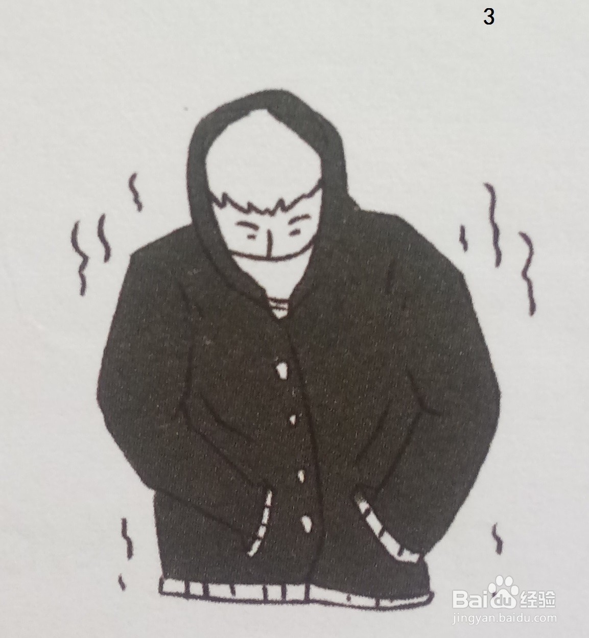 利用墨绿色绘制寒冷感觉的简笔画