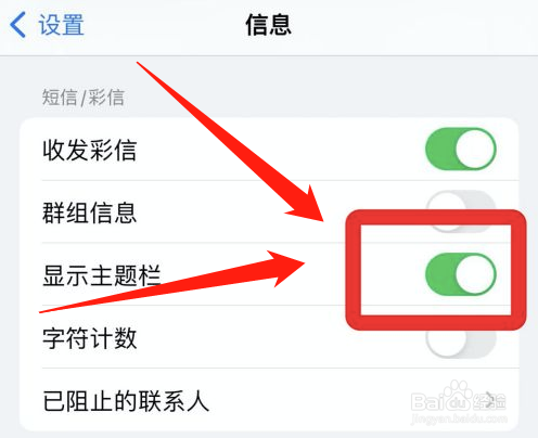 iphone信息显示主题栏怎么做