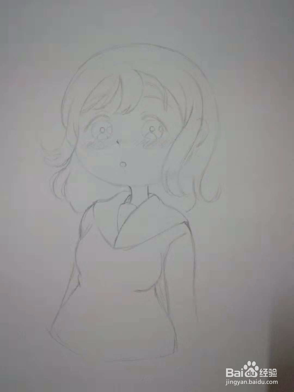 漫画水手服高中生人物手绘插画线稿教程