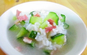 黄瓜培根粥的做法 ,,