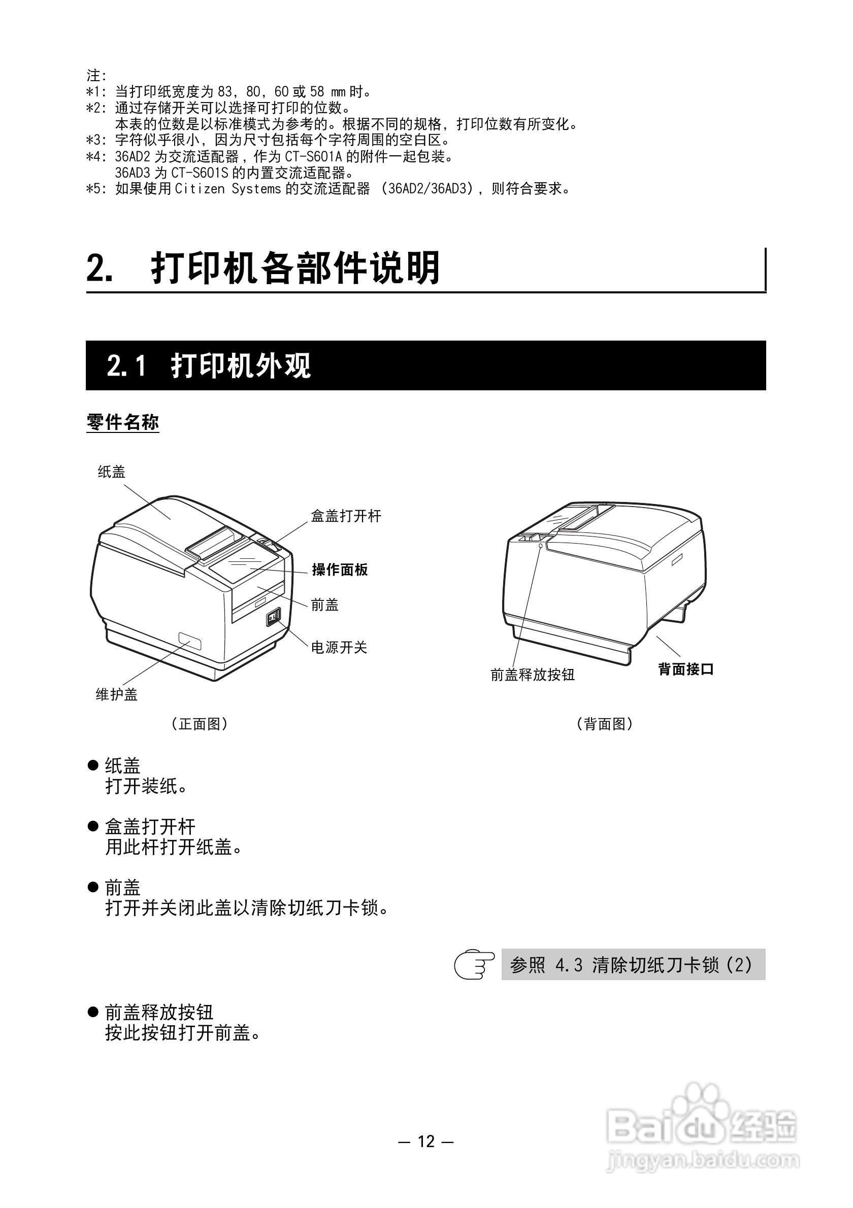 CITIZEN 热敏打印机model ct-s601 用户手册:[2]