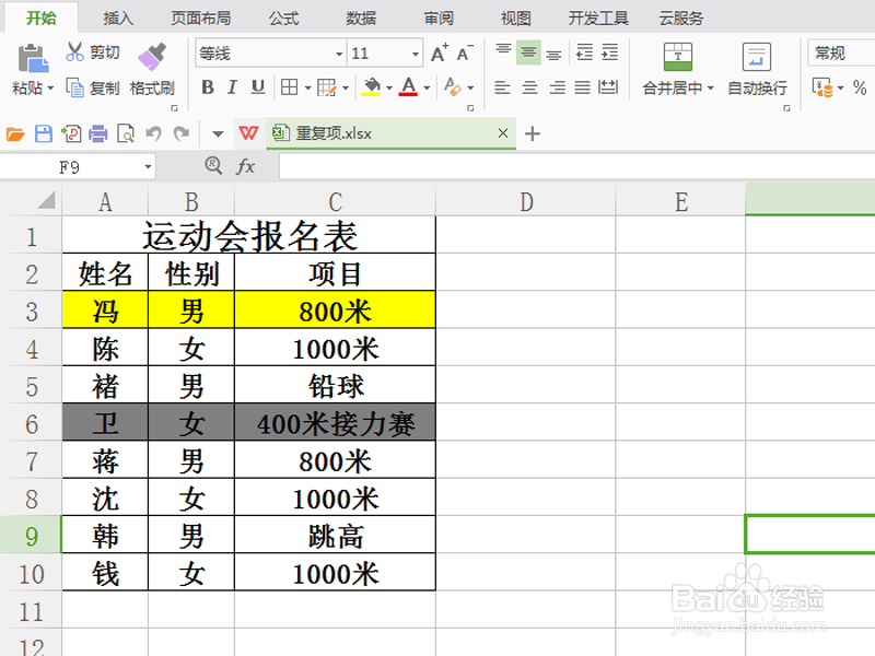 wps表格如何为同一项目建立组