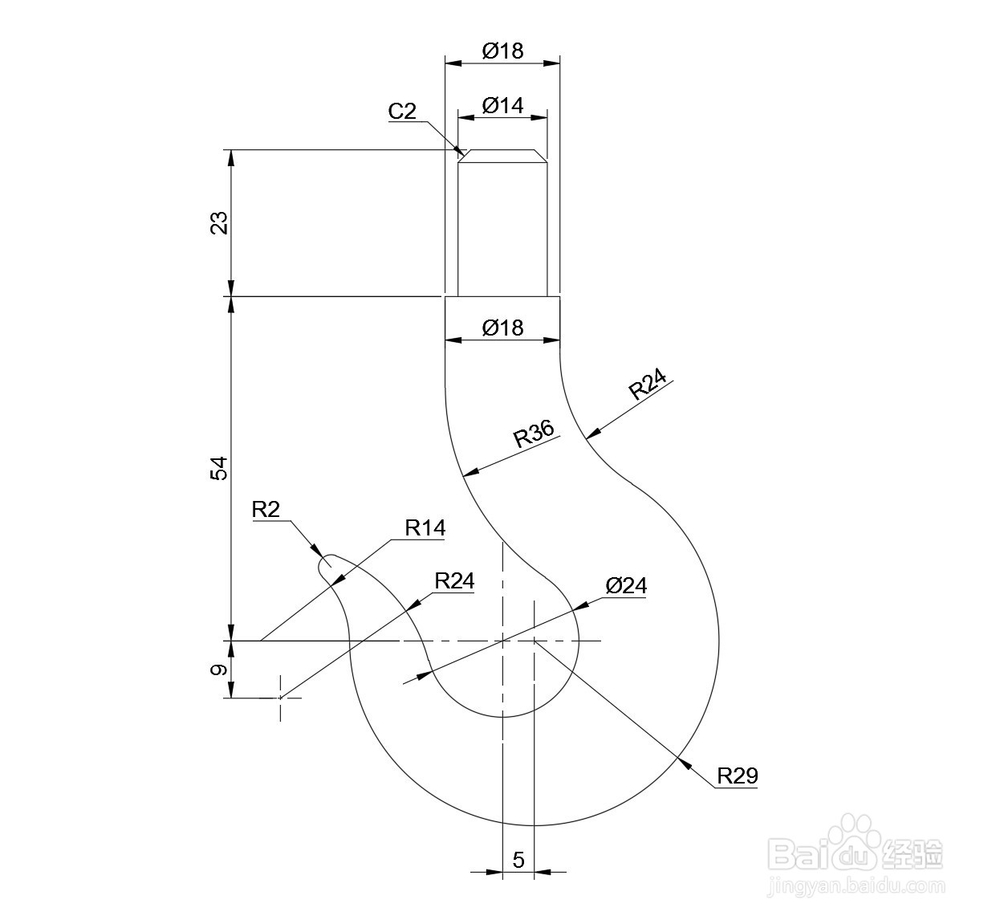 <b>CAD怎么绘制一个平面吊钩图</b>