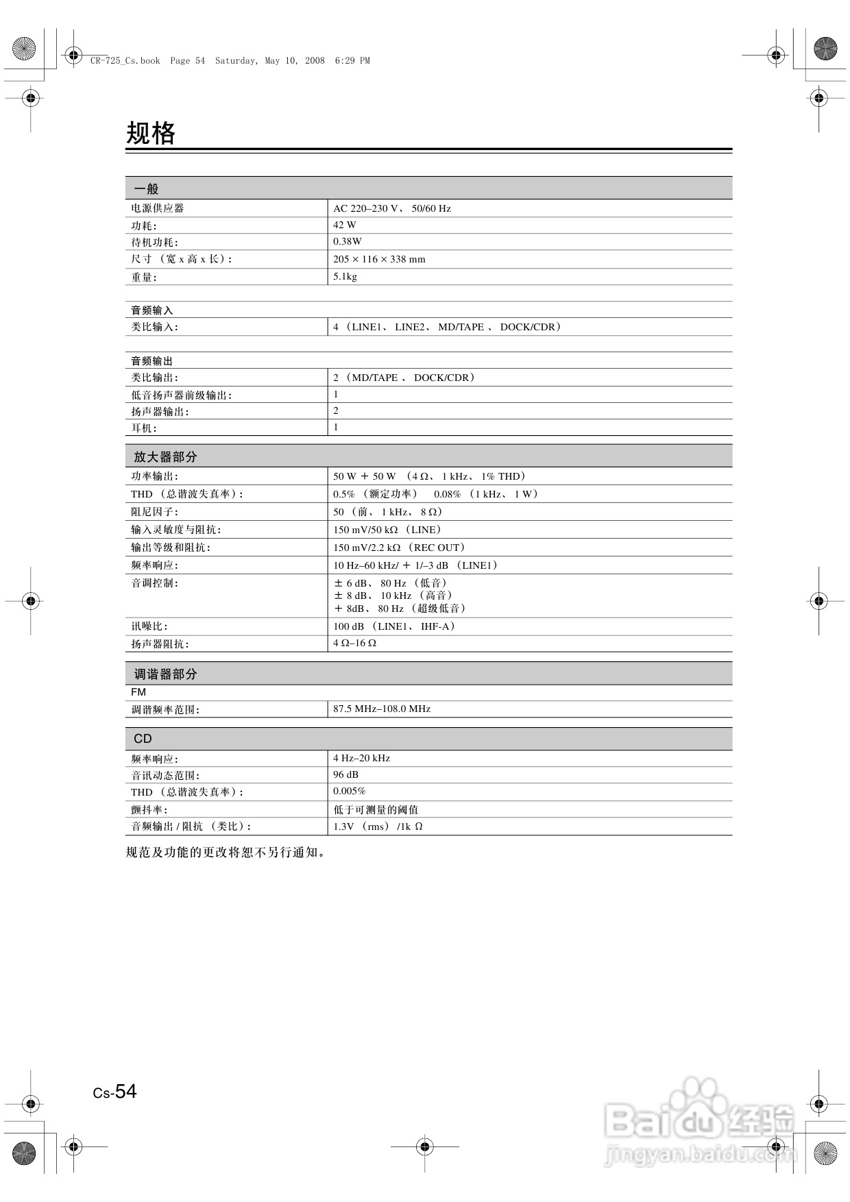 安桥CD接收机CR-725型使用说明书:[3]