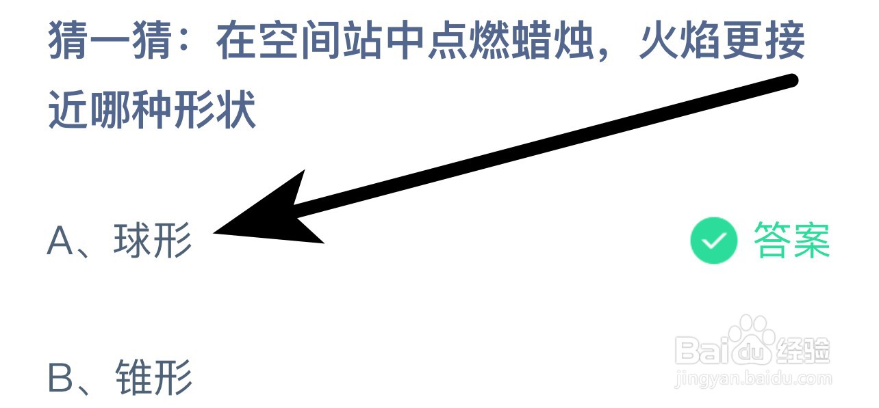 蚂蚁庄园答案空间站点燃蜡烛火焰更接近哪种形状