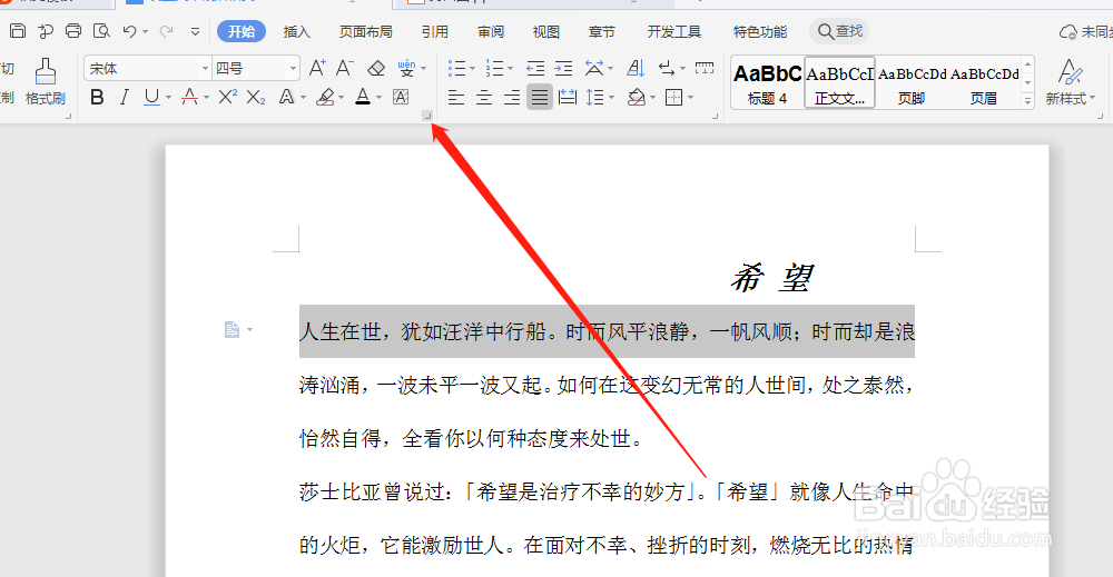word文档中，怎么设置字体的大小