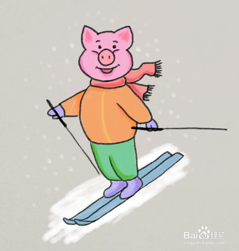 小猪在雪地里画什么图片
