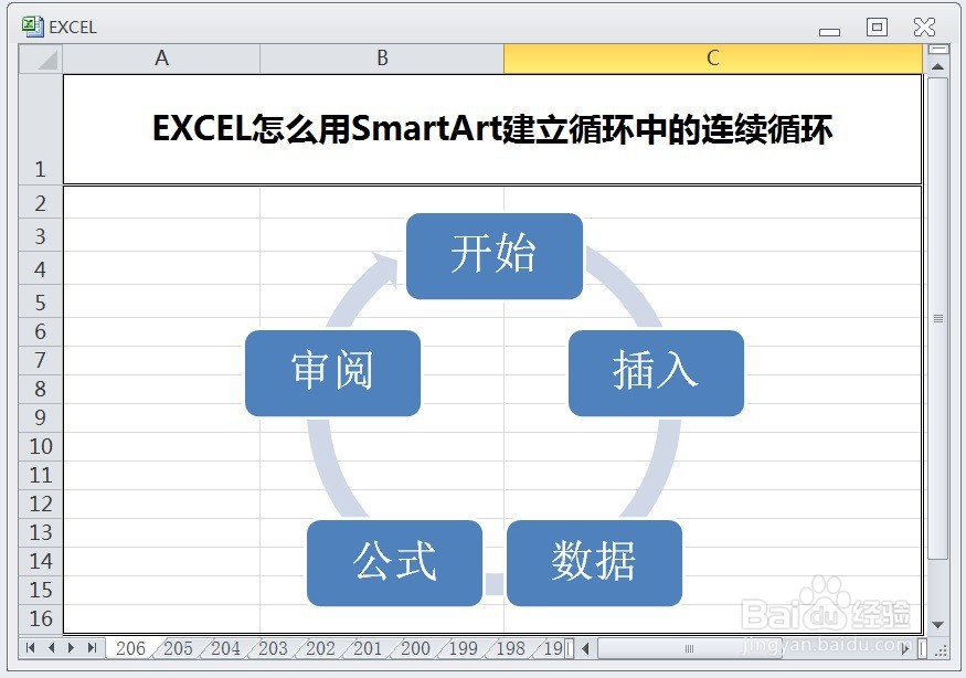 EXCEL怎么用SmartArt建立循环中的连续循环