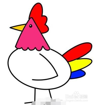 伴儿成长简笔画系列-怎样画漂亮卡通公鸡简笔画