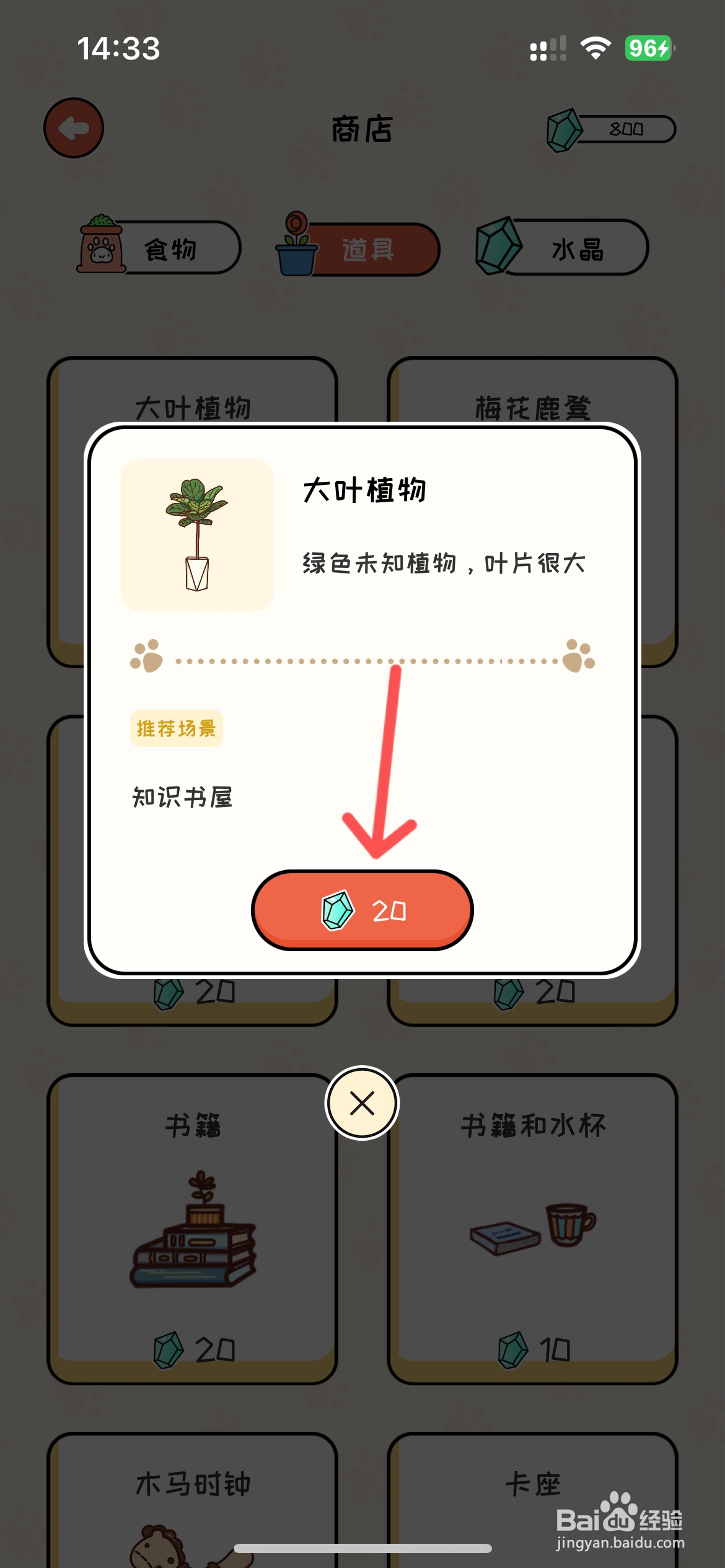 萌小喵日记怎么在商店购买大叶植物