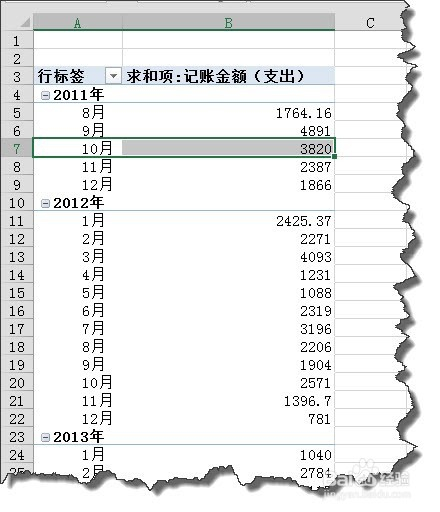 excel中如何使用数据透视表实现按月汇总？