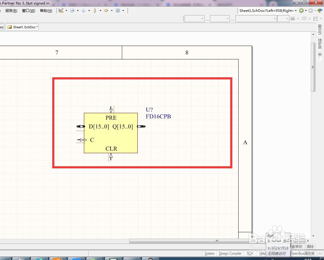 如何在AD中放置清除预置总线16位D型触发器？
