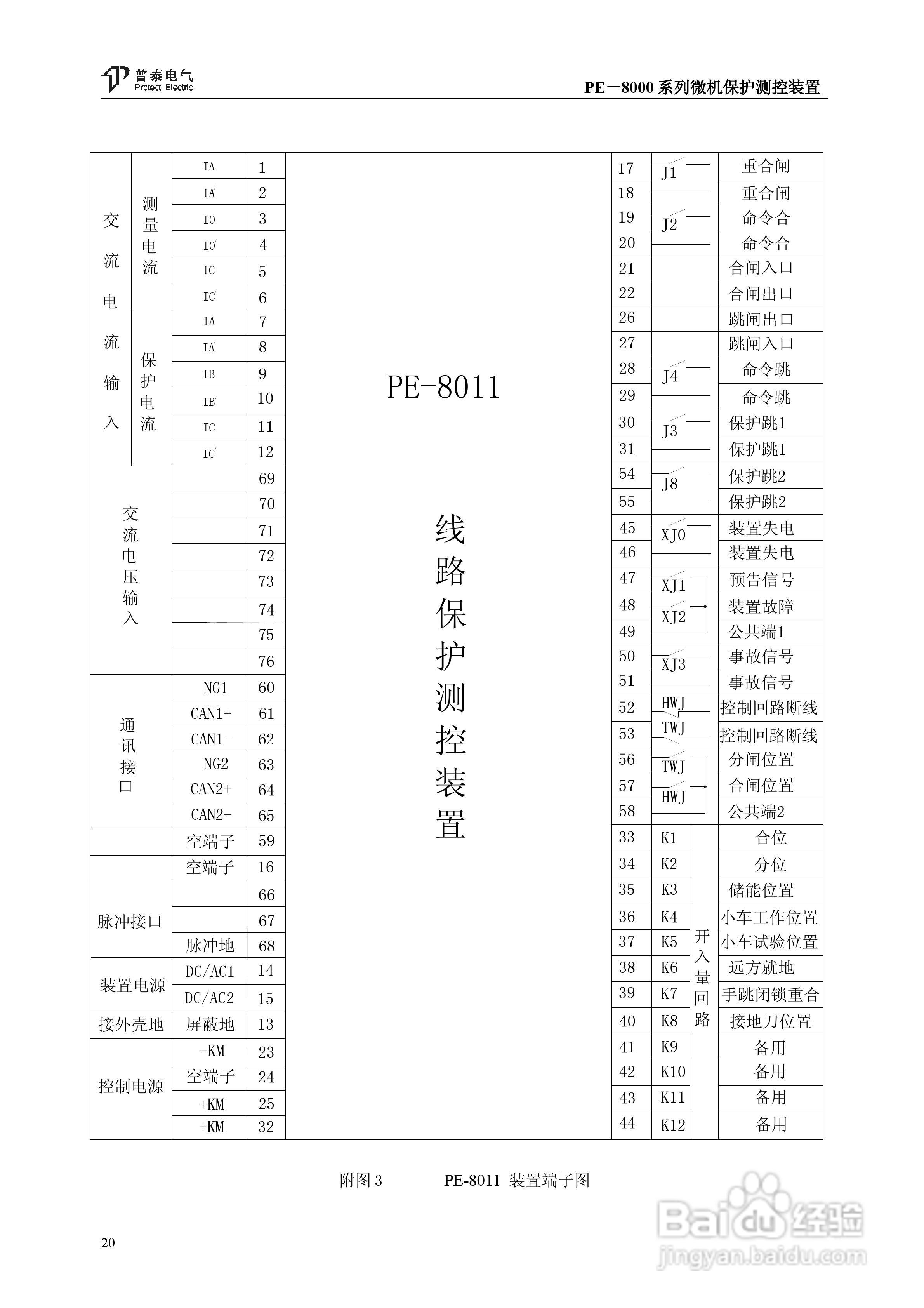 PE－8000系列微机保护测控装置使用说明书:[3]