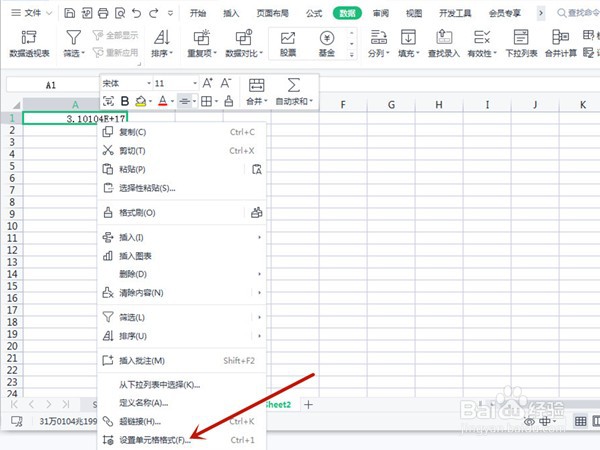 WPS表格怎么将科学计数改为普通文本型