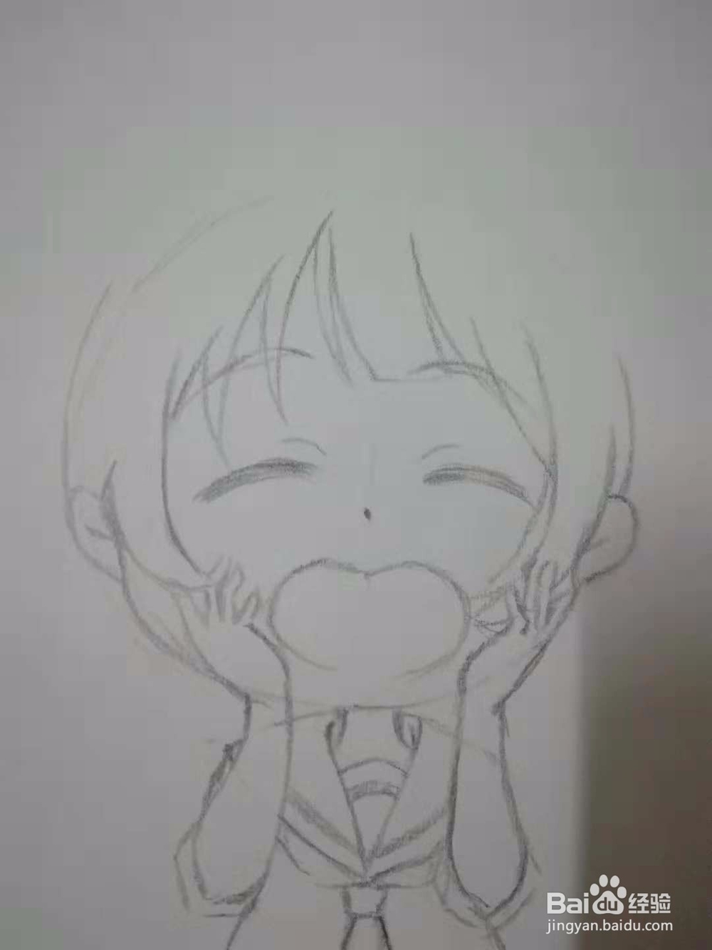 尖叫的3头身Q版漫画水手服少女人物手绘自学教程