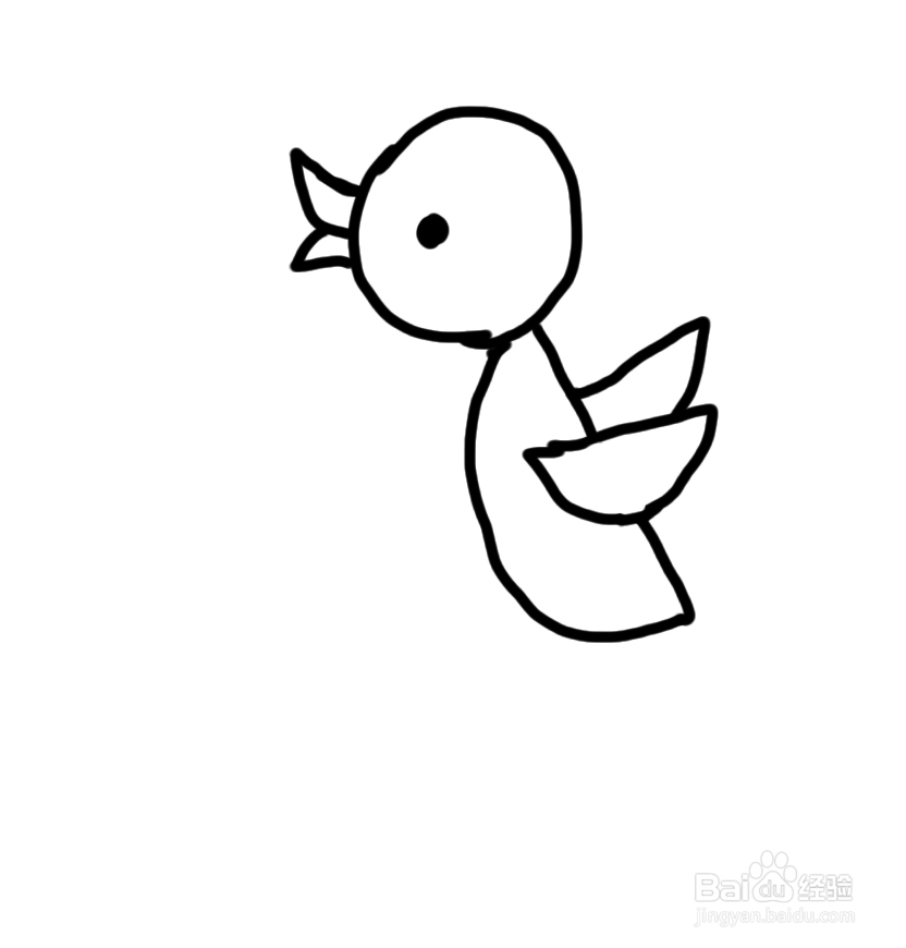 怎么画彩色简笔画卡通动物小鸭子?