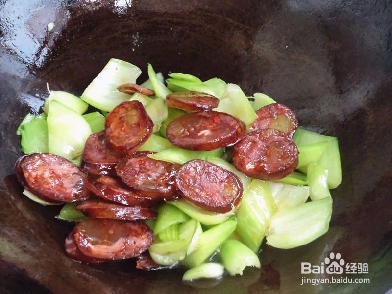 腊肠炒油菜的家常做法